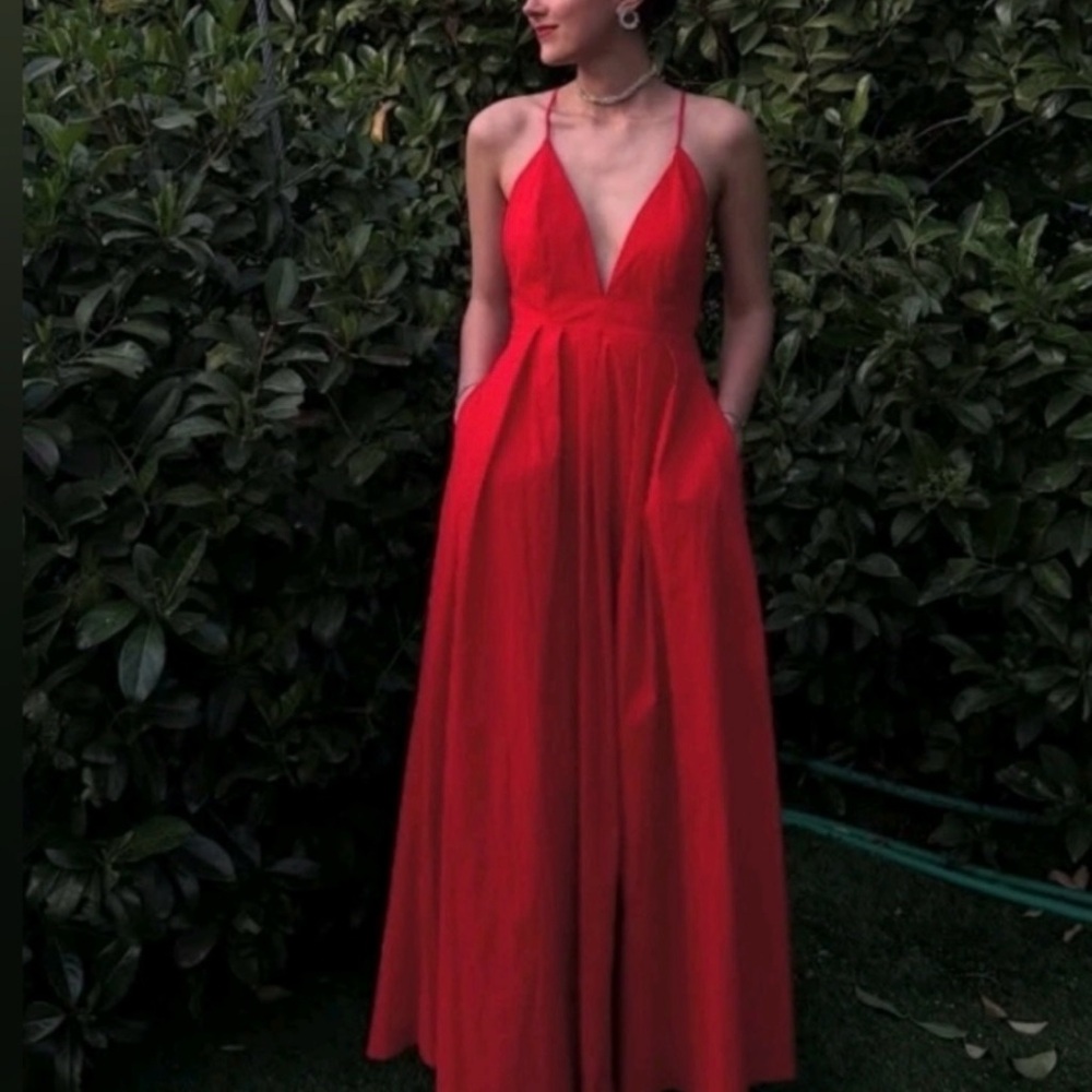 Zara Red Open Back Long Maxi Dress NWT
